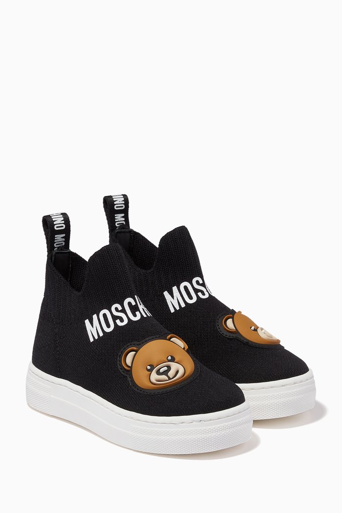 

Teddy Bear Sock Sneakers in Nylon, Black