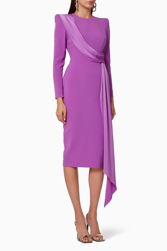 

Arden Satin Crepe Midi Dress, Purple