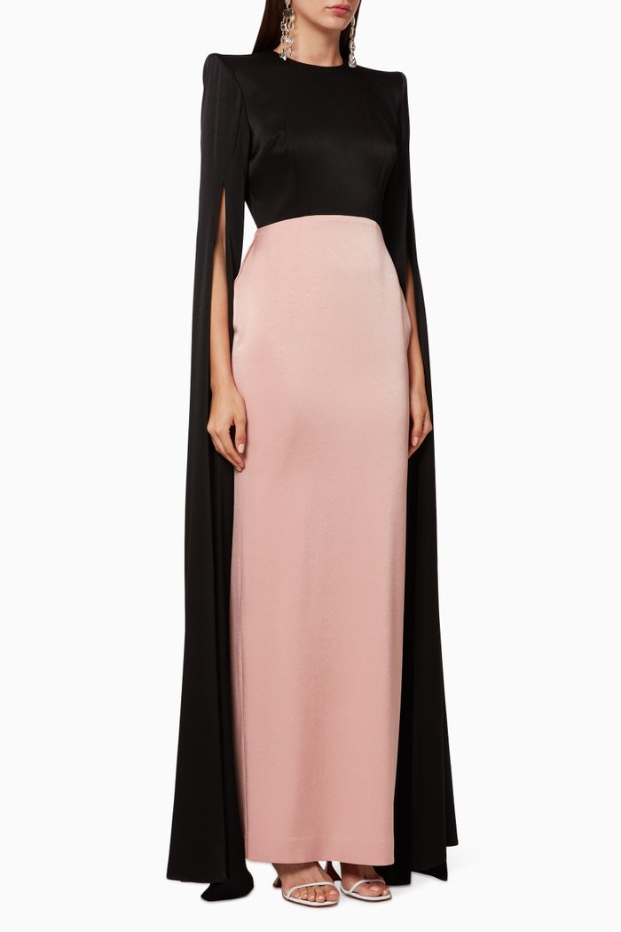 

Julian Satin Crepe Cape Sleeve Gown, Pink