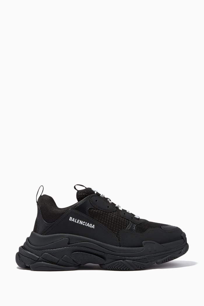 

Triple S Sneakers in Double Foam & Mesh, Black