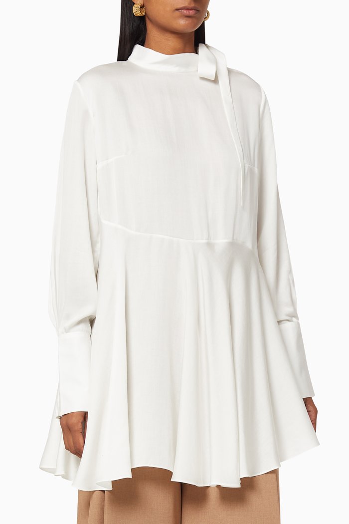 

Half Flared Cotton Blend Top, Neutral