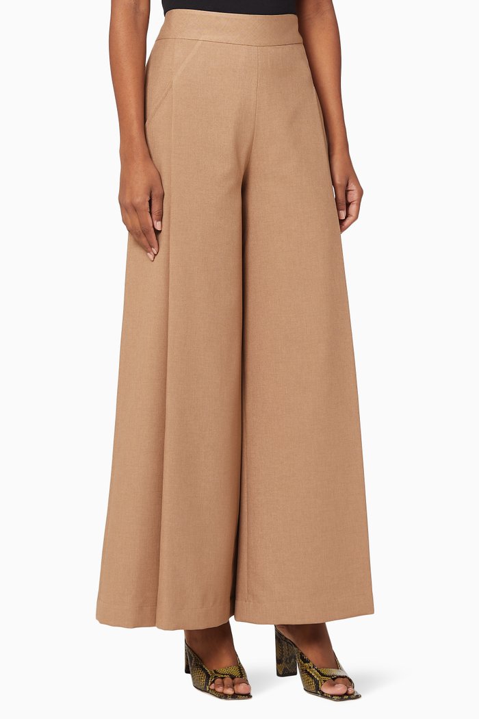 

Flared Cotton Trousers, Brown