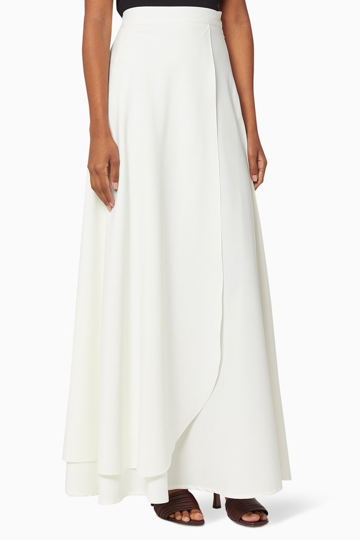 

Overlapping Crepe Maxi Skirt, Neutral