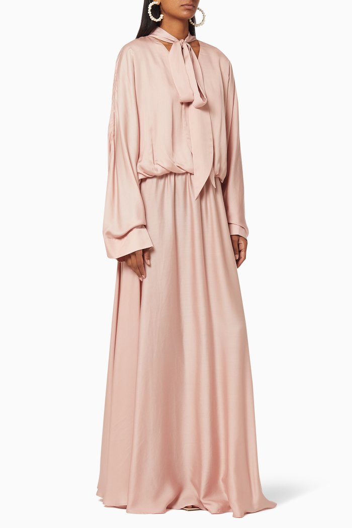 

Fit & Flare Satin Crepe Maxi Dress, Pink