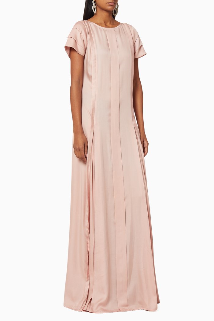

Pleated Viscose Crepe Maxi Dress, Pink