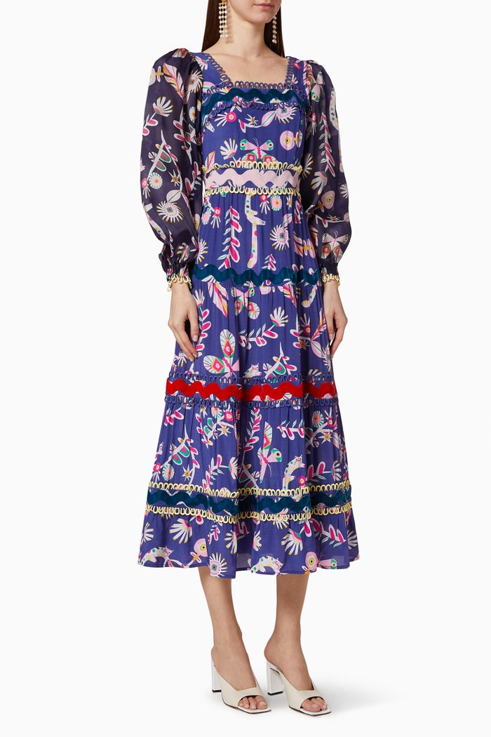 

Barbara Floral Crepe Dress, Blue