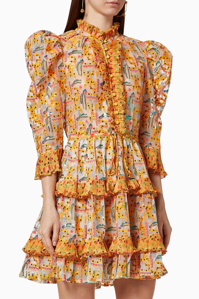 

Valentina Tulle Frill Dress, Yellow