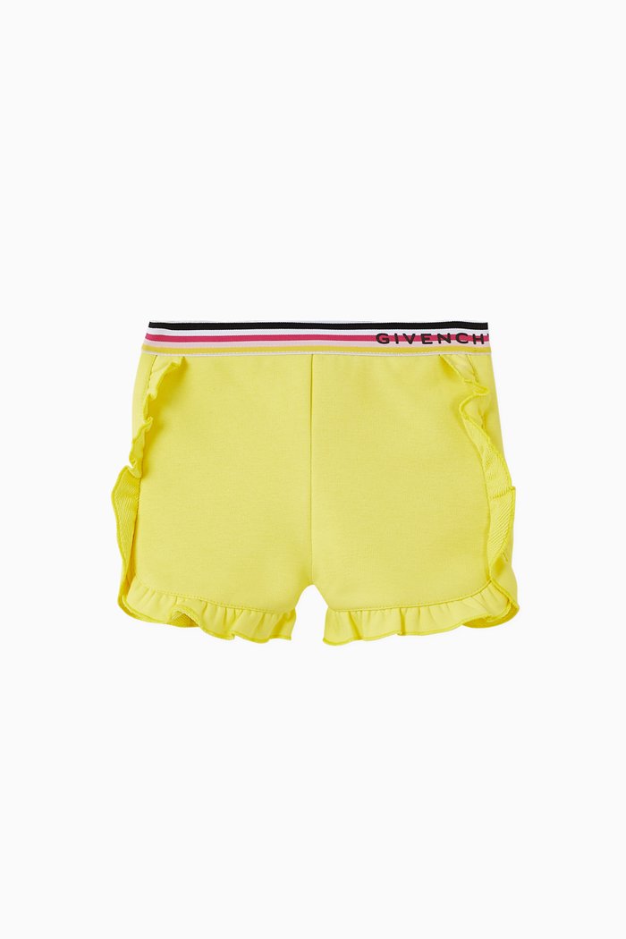 

Logo Striped Cotton Shorts, Yellow