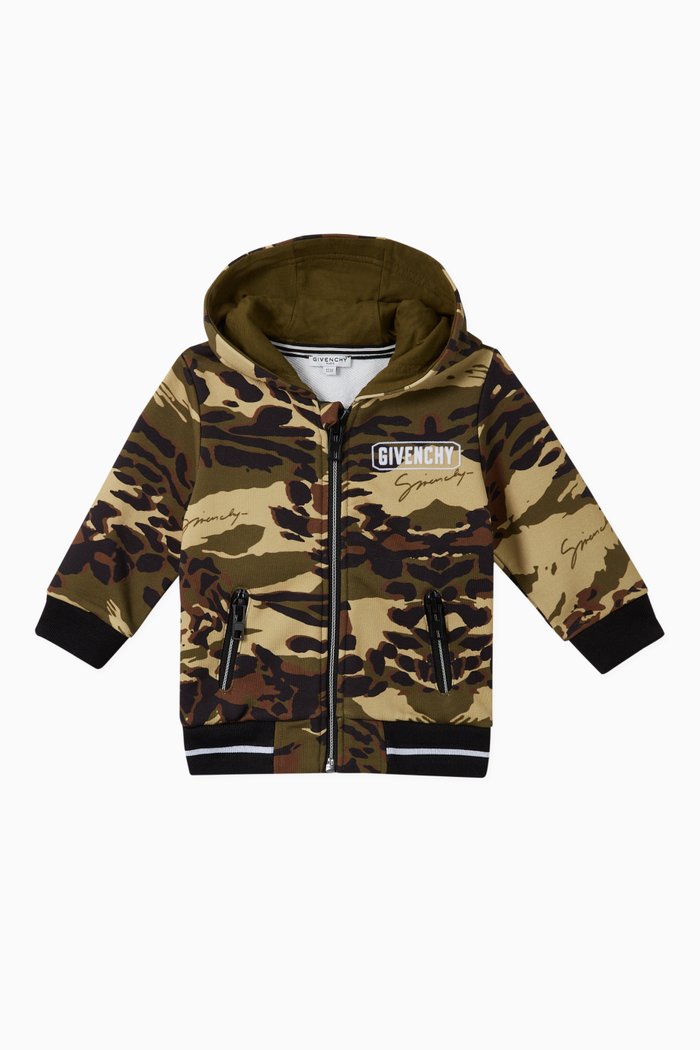 

Camo Cotton Jersey Hoodie, Neutral