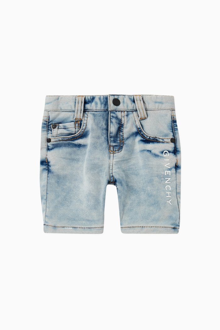 

Bleached Denim Shorts, Blue