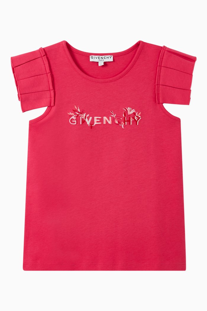 

Logo Embroidered Ruffled Top, Pink