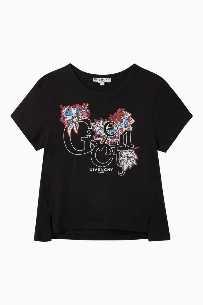 

Floral Cotton Jersey T-Shirt, Black
