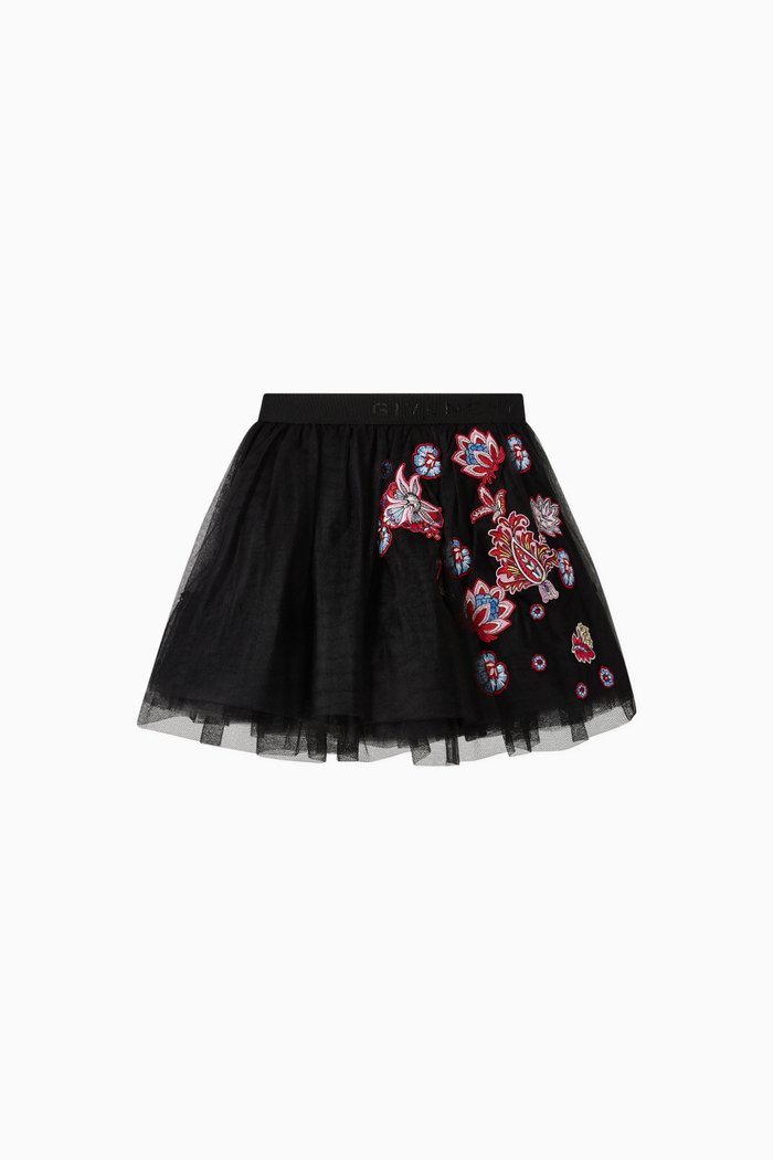 

Floral Tulle Skirt, Black