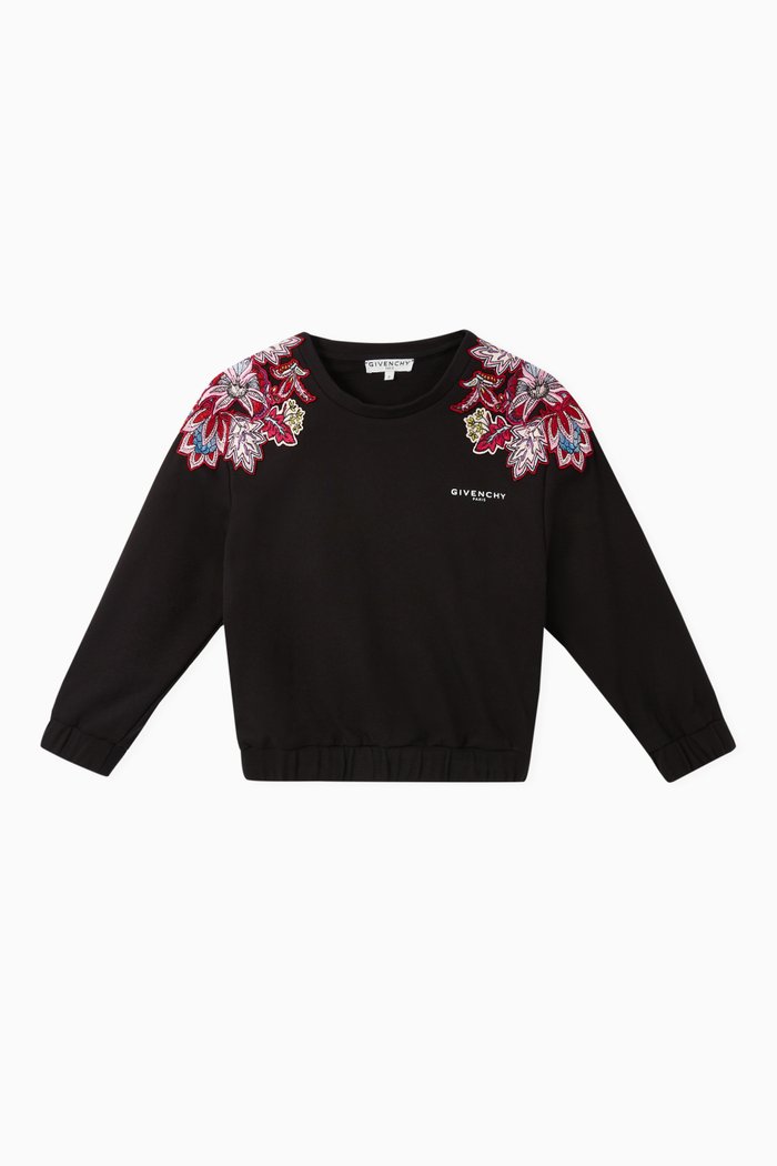 

Floral Jersey Sweatshirt, Black