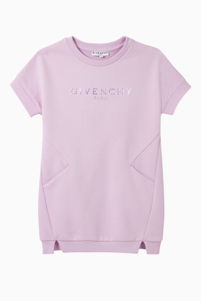 

Logo Cotton Jersey Sweatshirt Dress, Purple