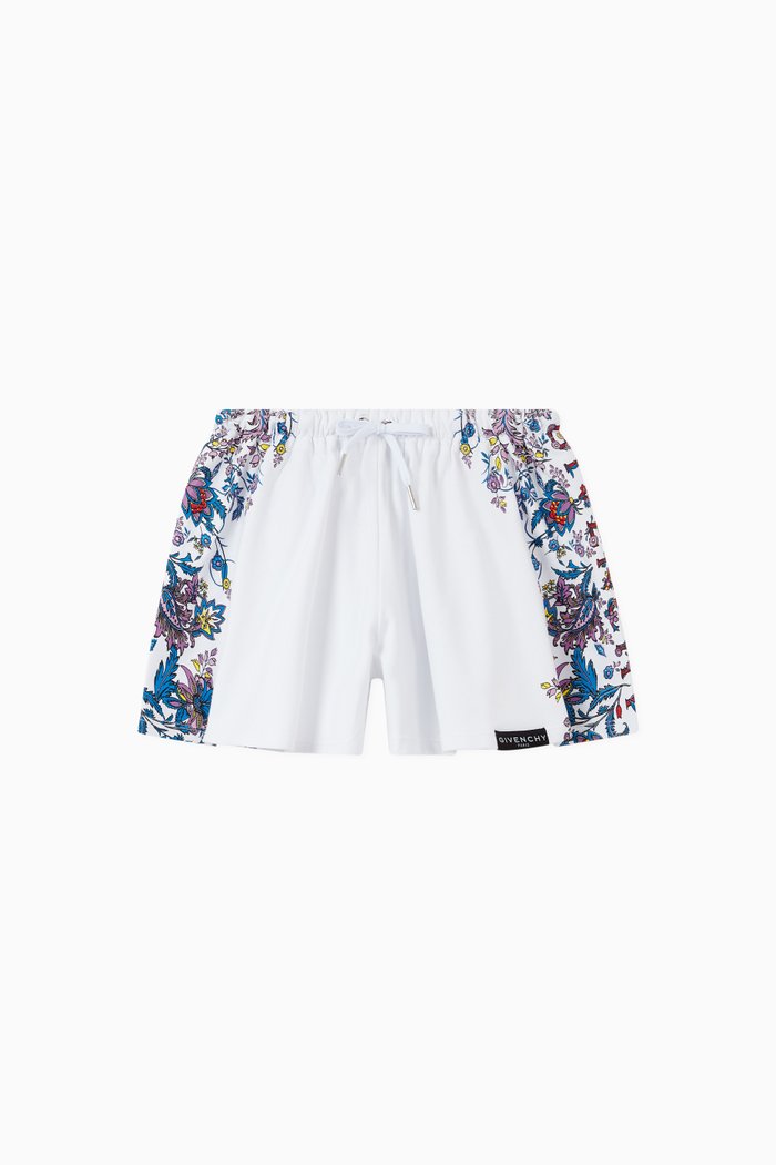 

Floral Shorts in Stretch Cotton, White