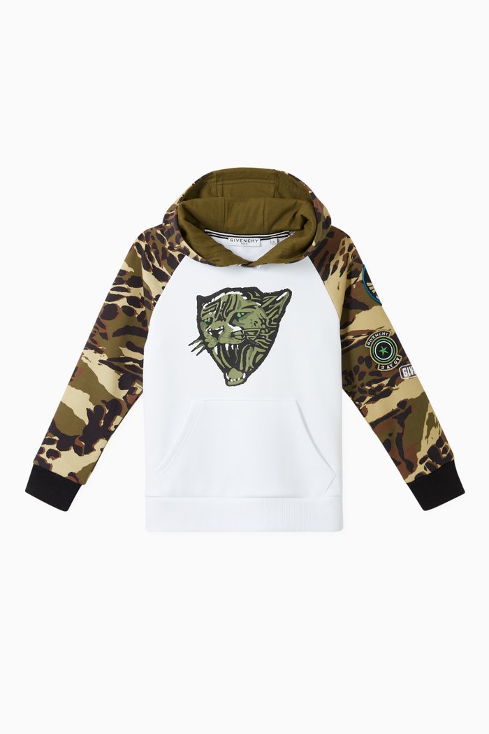 

Tiger Camo Cotton Jersey Hoodie, Neutral