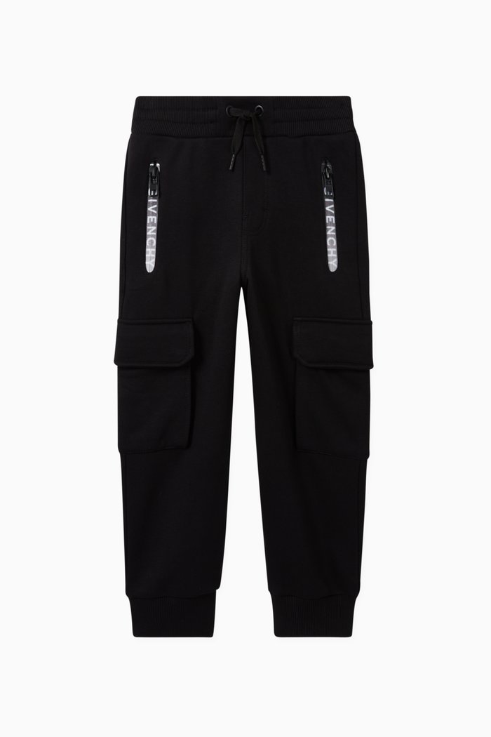 

Logo Cotton Cargo Track Pants, Black