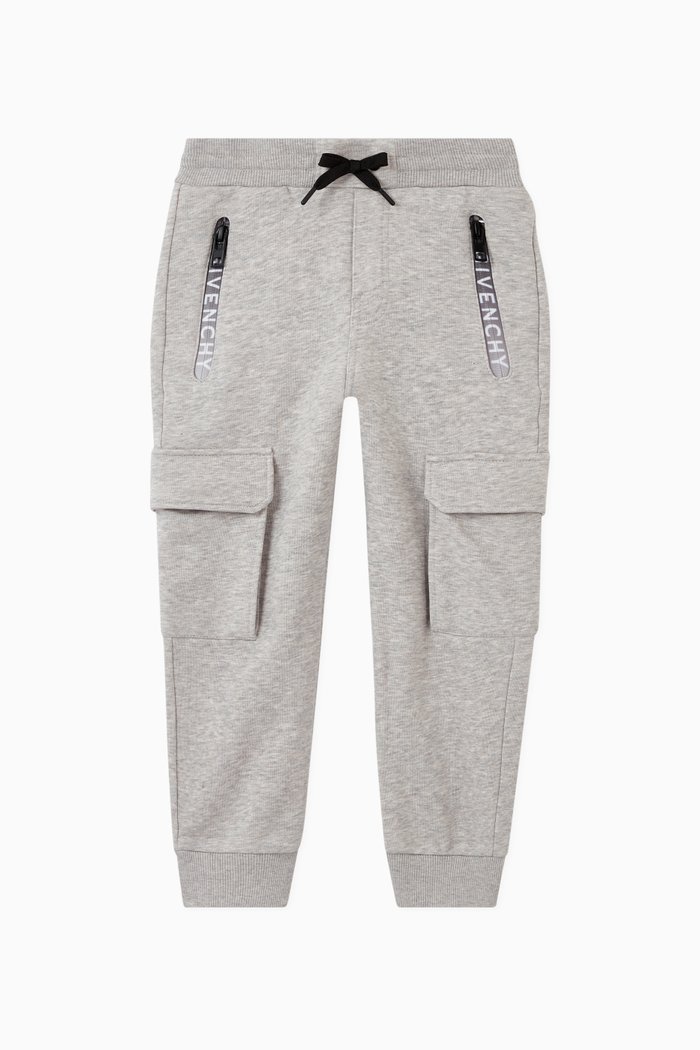 

Logo Cotton Cargo Track Pants, Grey