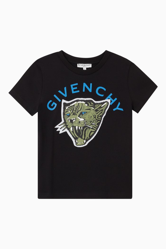 

Camo Cheetah Graphic T-Shirt in Cotton Jersey, Black