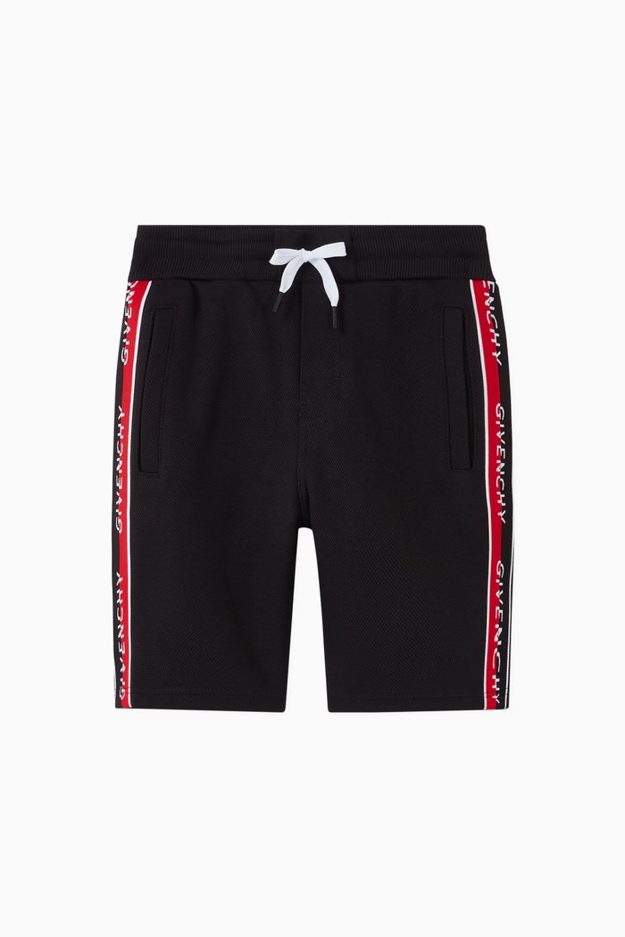 Logo Tape Shorts in Cotton-blend Jersey, Black