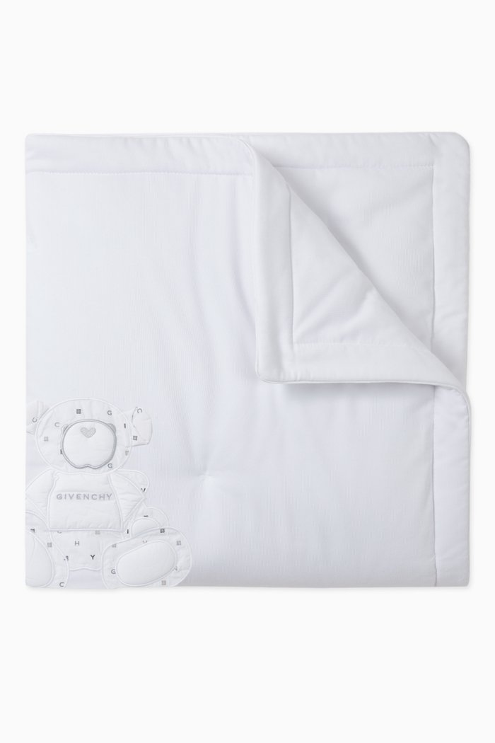 

Logo Bear Cotton Blanket, White