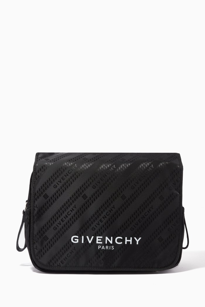 

Chaîne Logo Diaper Bag in Cotton, Black