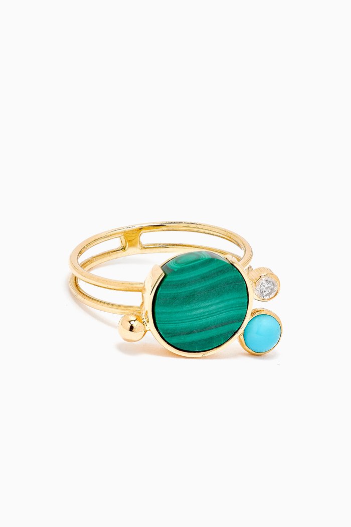 

Mini Falak Malachite Ring in 18kt Yellow Gold