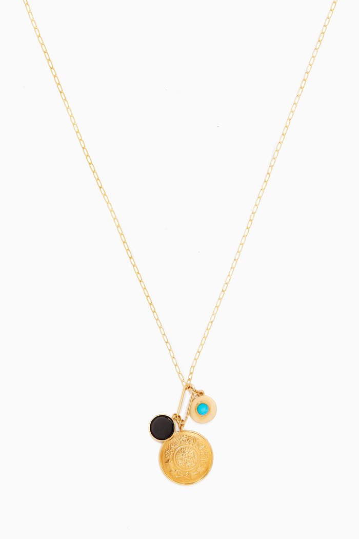 

Large Saudi Gold Jeneh Charm Necklace in 22kt Yellow Gold