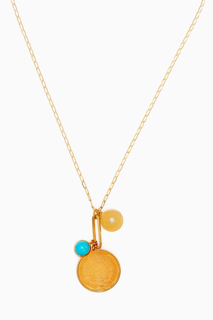 

Large Saudi Gold Jeneh Charm Necklace II in 22kt Yellow Gold