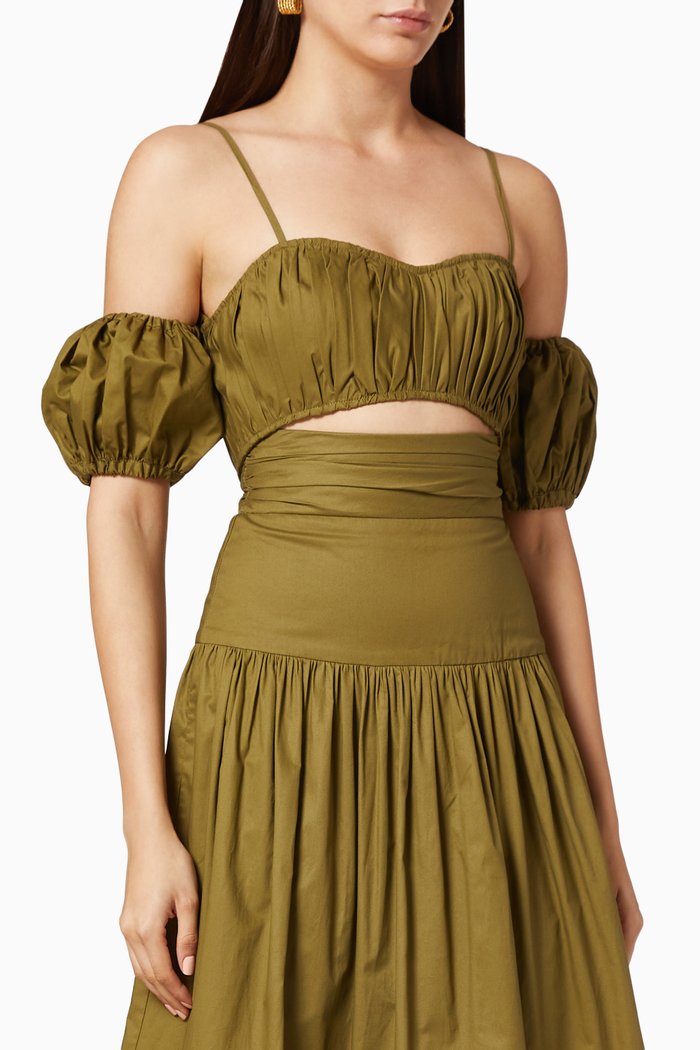 Amaia Ruched Cropped Top, Brown