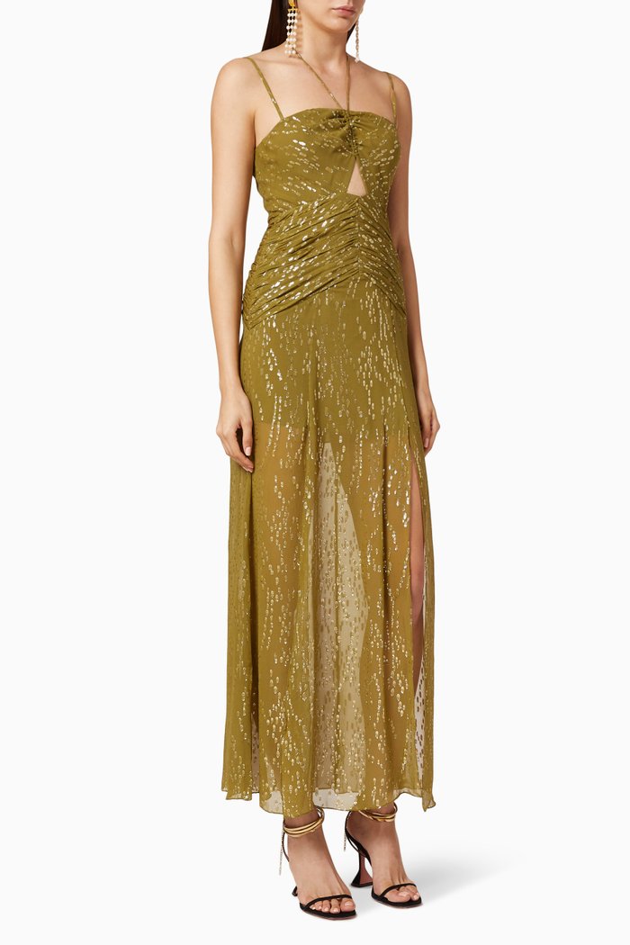 

Laura Silk Ruched Dress, Brown