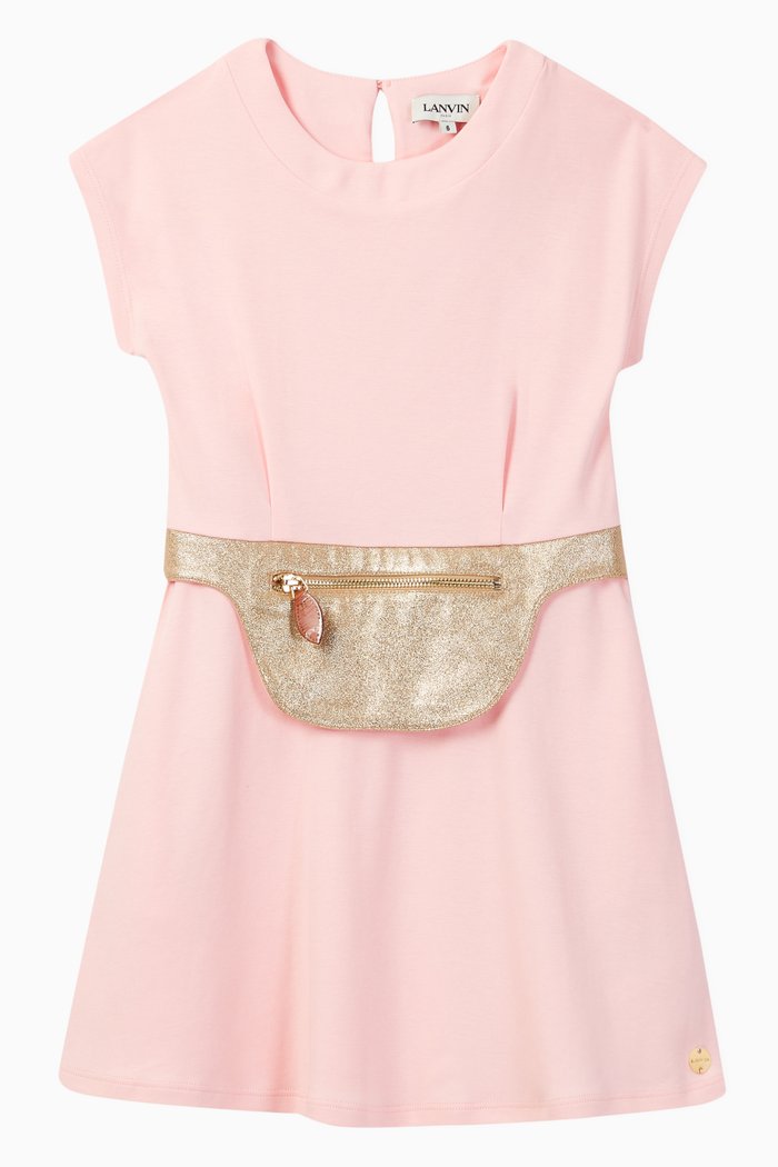 

Cotton Dress with Belt Pouch, Pink