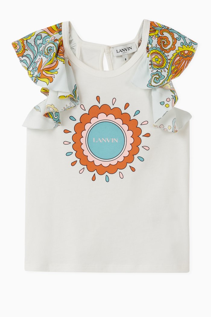 

Ruffle Sleeve Top in Cotton Blend, Neutral
