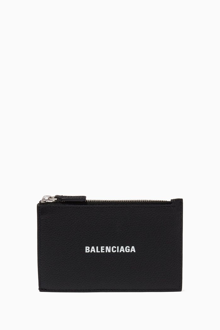 

Cash Long Card Holder in Grained Calfskin, Black