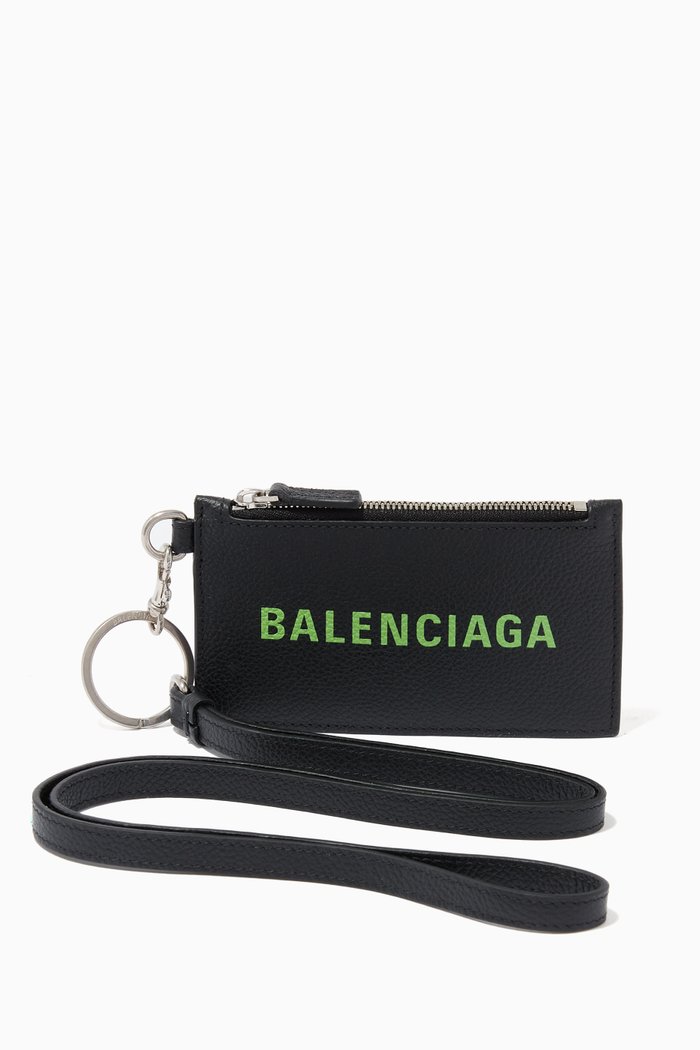 

Cash Card Case on Keyring in Small Grained Calfskin, Black