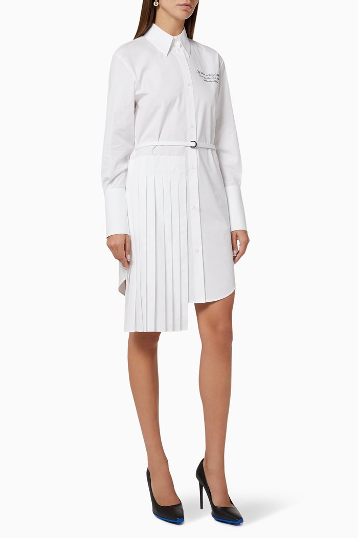 

Script Logo Poplin Shirt Dress, White