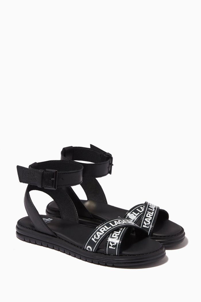 

Logo Sandals in Leather, Black