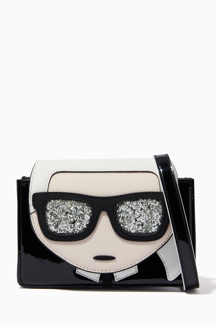 Karl Shoulder Bag in Faux Leather, Black