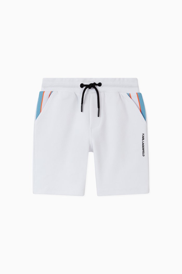 

Striped Pocket Shorts in Cotton-blend Jersey, White