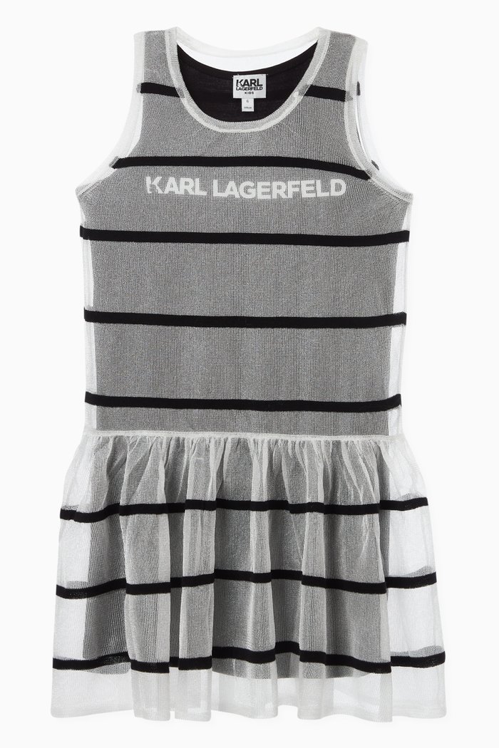 

Striped Dress in Cotton-blend Jersey, White