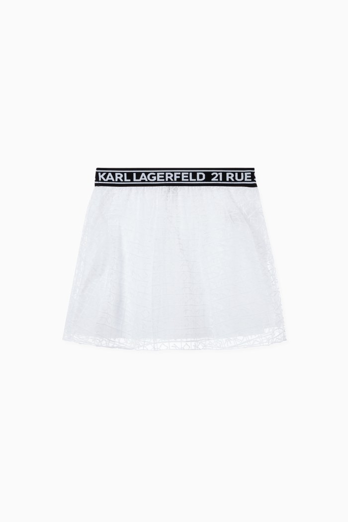 

Embroidered Skirt in Organza, White