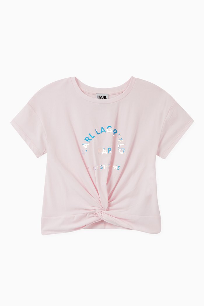 

Holographic Logo Knot T-Shirt in Cotton Jersey, Pink