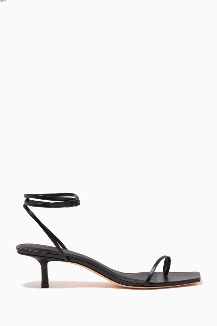 Ankle Bind 50 Sandals in Leather, Black