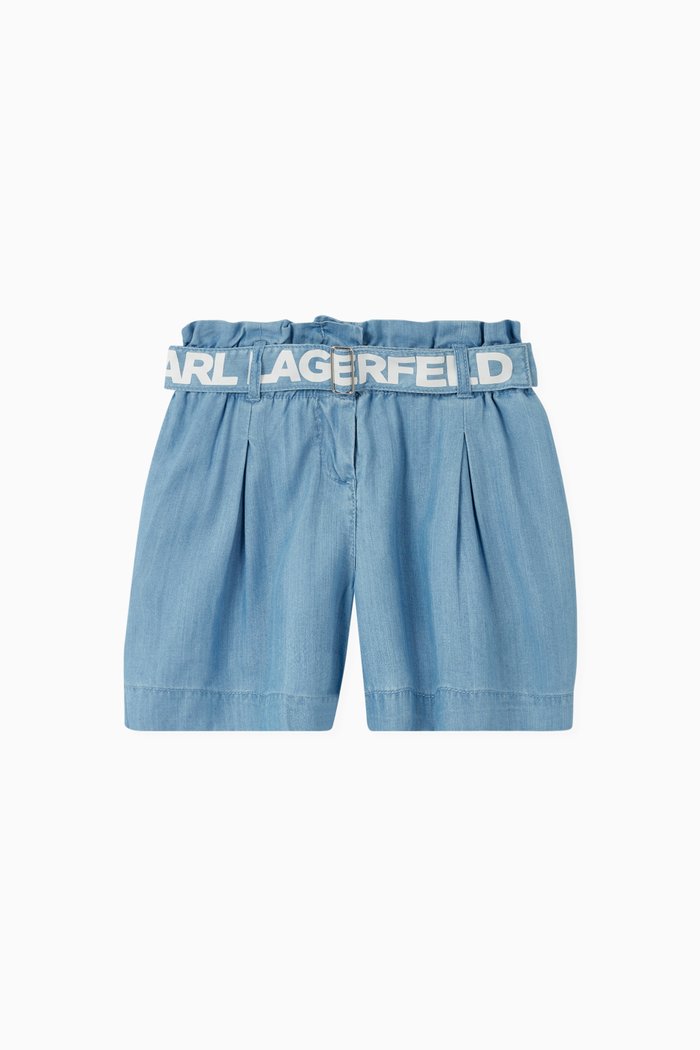 

Paper-bag Waist Shorts in Denim, Blue
