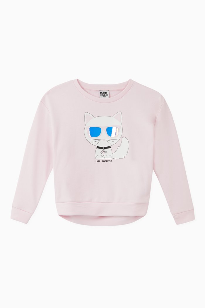 

Choupette Graphic Sweatshirt in Cotton Jersey, Pink