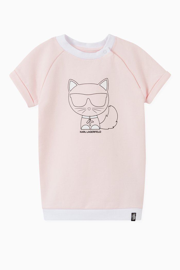 

Choupette T-Shirt Dress in Stretch Cotton, Pink