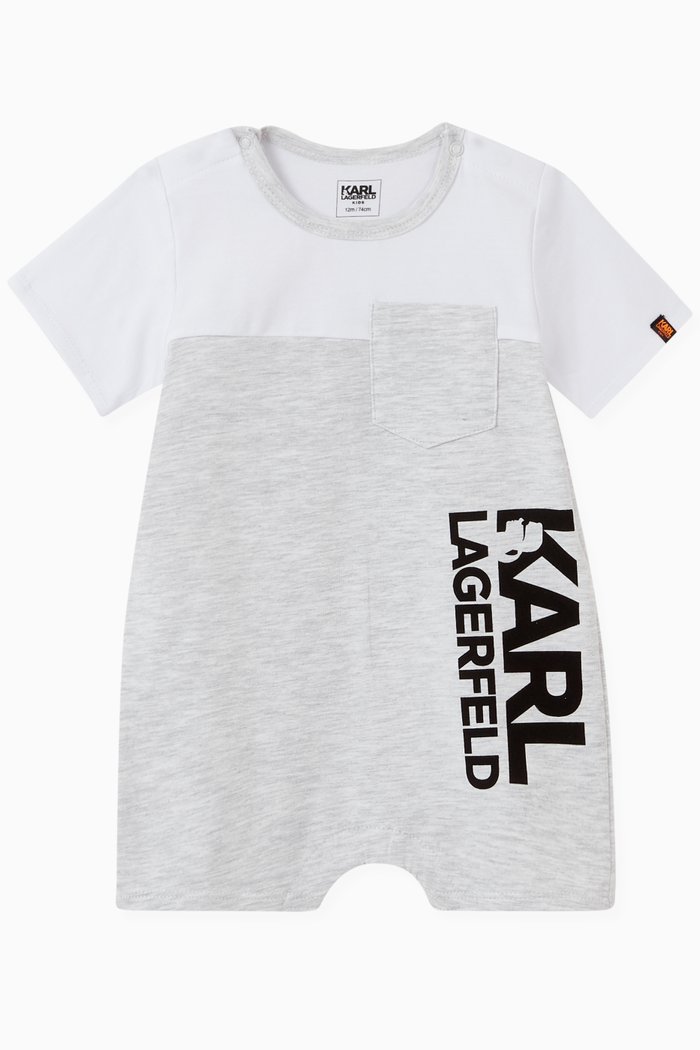 

Logo Romper in Cotton Jersey, Grey