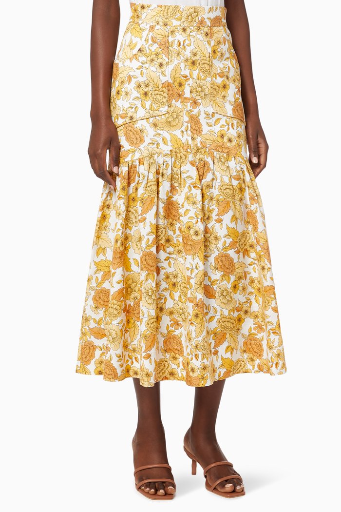 

Margarita Linen Fit & Flare Midi Skirt, Neutral