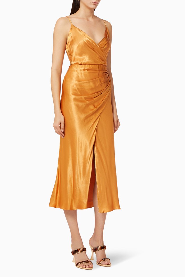 

Gala Draped Midi Dress, Orange